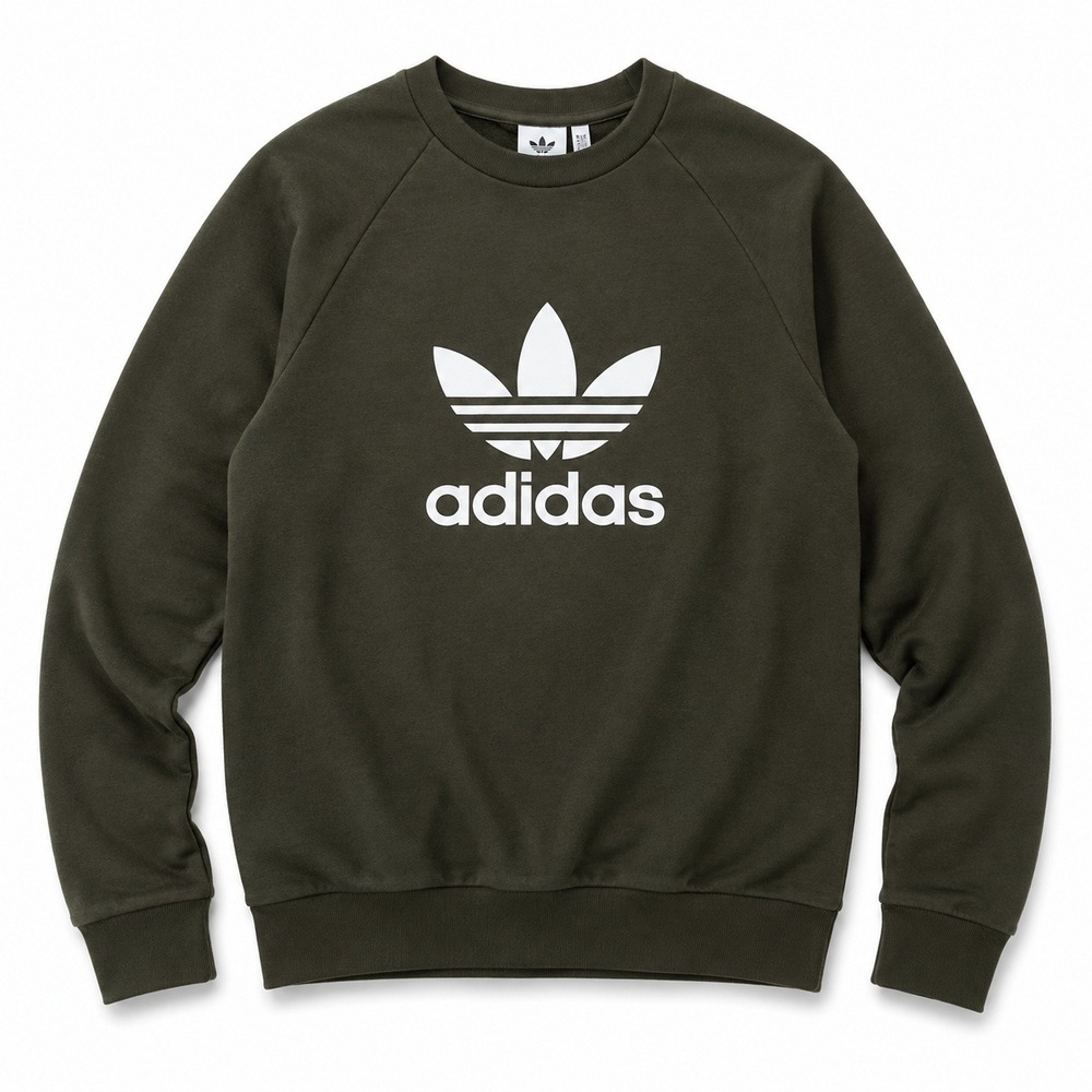 Adidas Originals Trefoil Crewneck Sweatshirt Olive Green Men's Medium Logo